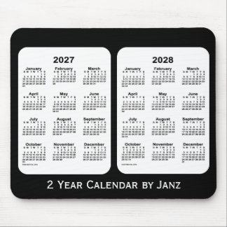 Alfombrilla De Ratón 2027-2028 calendario blanco y negro de 2 años por