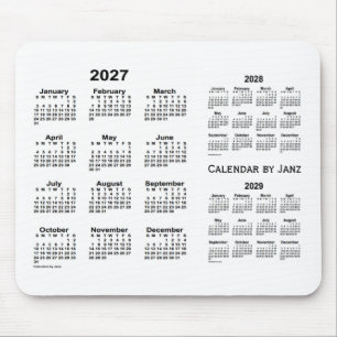 Alfombrilla De Ratón 2027-2029 blanco calendario de 3 años por Janz