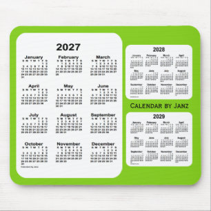 Alfombrilla De Ratón 2027-2029 verde amarillo calendario de 3 años por