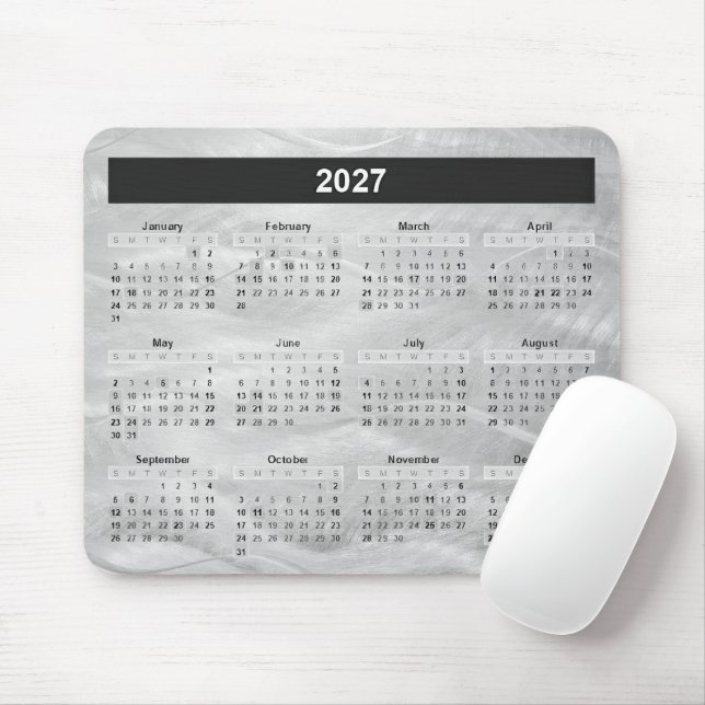 Alfombrilla De Ratón 2027 Calendar Wavy Brushed Steel Abstract (Con ratón)