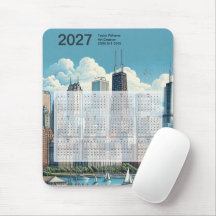 2027 Chicago Skyline Architecture Blue Calendar