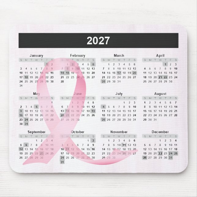 Alfombrilla De Ratón 2027 Year Calendar Pink Ribbon (Frente)