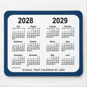 Alfombrilla De Ratón 2028-2029 calendario azul de la escuela de la caja