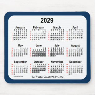 Alfombrilla De Ratón 2029 Caja de la policía Azul Calendario de 52 sem
