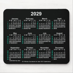 Alfombrilla De Ratón 2029 Neon White Calendario ISO de 52 semanas de Ja