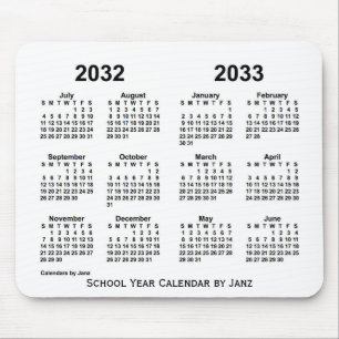 Alfombrilla De Ratón 2032-2033 White School Year Calendar by Janz