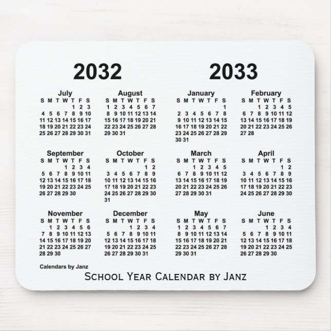 Alfombrilla De Ratón 2032-2033 White School Year Calendar by Janz (Frente)