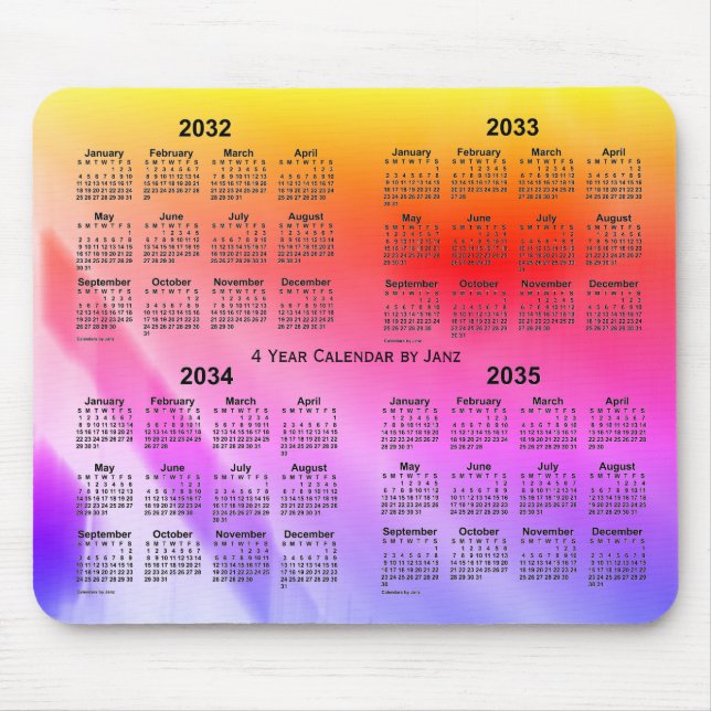 Alfombrilla De Ratón 2032-2035 Sombras arcoiris calendario de cuatro añ (Frente)
