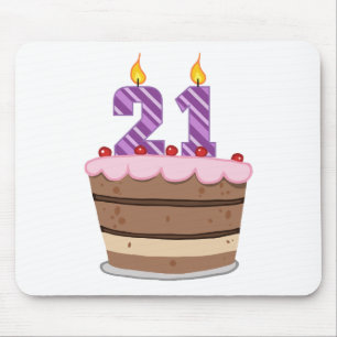 Alfombrilla De Ratón 21 años en el pastel de cumpleaños