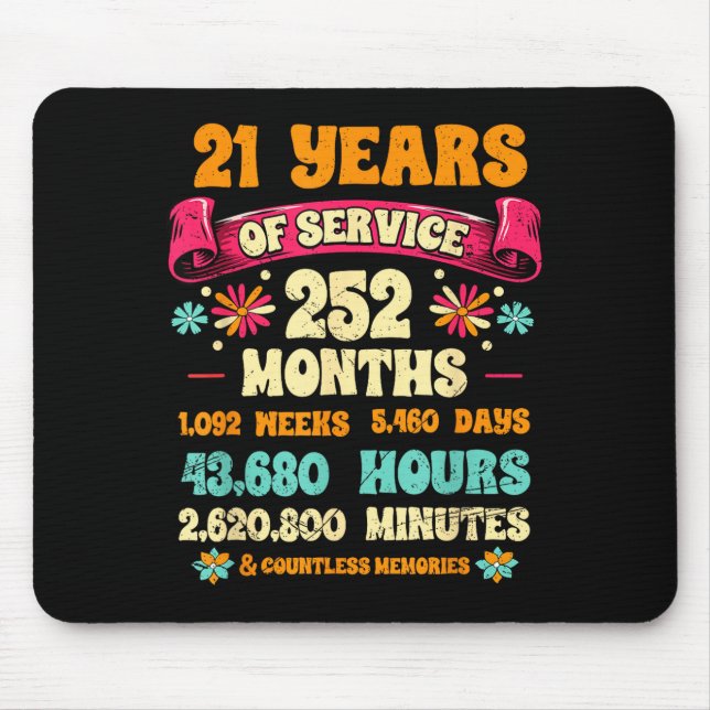 Alfombrilla De Ratón 21 Years Of Service 21st Year Work Anniversary For (Frente)