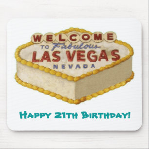 Alfombrilla De Ratón ¡21o cumpleaños feliz! Torta Mousepad de Las Veg