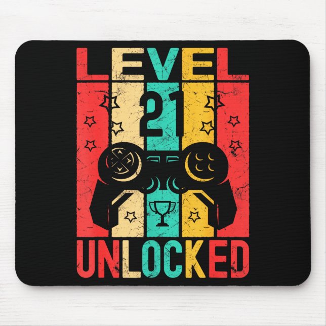 Alfombrilla De Ratón 21st Birthday Level 21 Unlocked Gamer Funny Birthd (Frente)