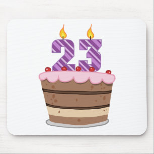 Alfombrilla De Ratón 23 años en el pastel de cumpleaños