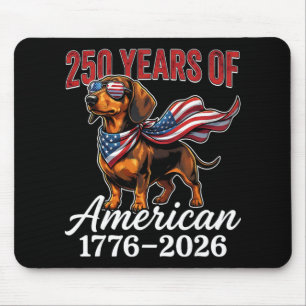 Alfombrilla De Ratón 250 Años 1776–2026 Bandera De Usa Perro Dachshund