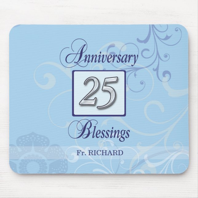 Alfombrilla De Ratón 25 años en azul y plata (Frente)