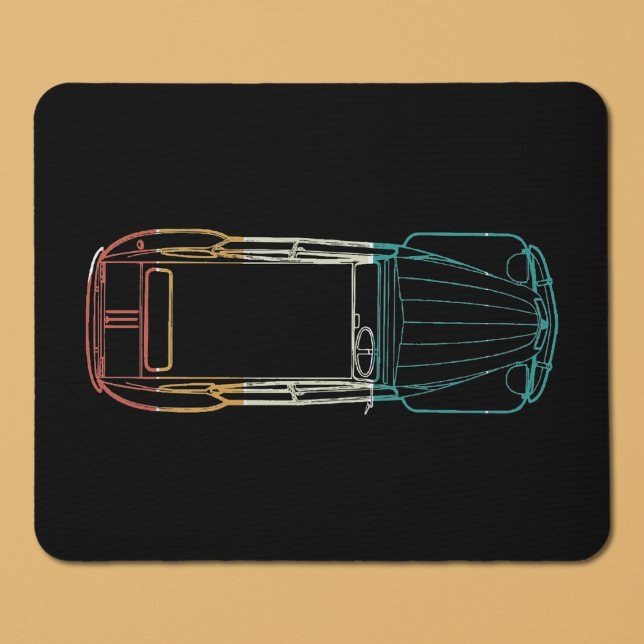 Alfombrilla De Ratón 2.cv Deux Chevaux Rainbow Bluprint (2CV Blueprint Mousepad in Black with Red Yellow White and Green Colors
)