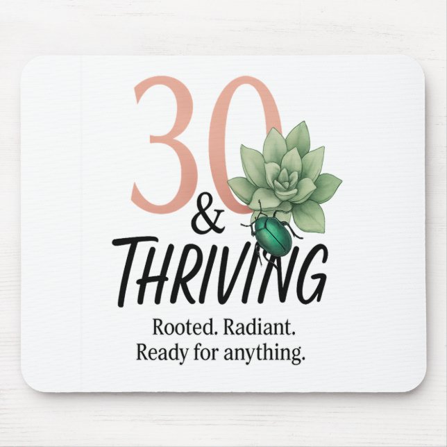 Alfombrilla De Ratón 30 & Thriving - Cumpleaños Suculento y de Escaraba (Frente)