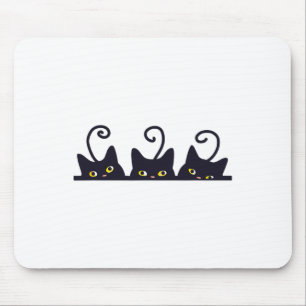Alfombrilla De Ratón 3 gatos negros Divertidos amantes del gato diseñan