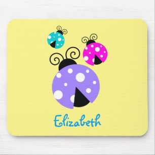 Alfombrilla De Ratón 3 mariquitas en rosado púrpura y azul