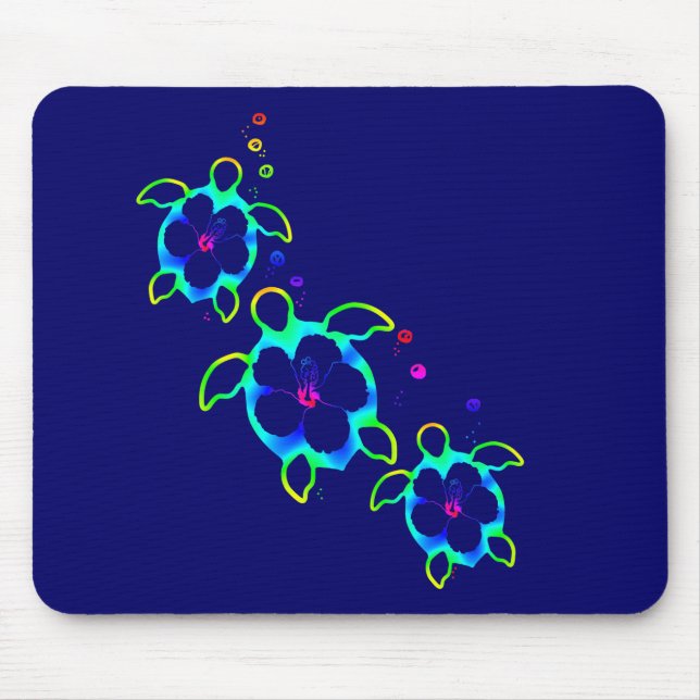 Alfombrilla De Ratón 3 tortugas teñidas lazo de Honu (Frente)