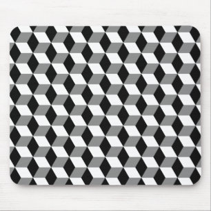 Alfombrilla De Ratón 3D gris, negro y blanco cubica el modelo