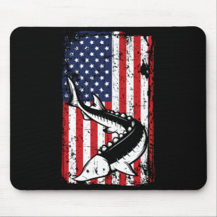 Alfombrilla De Ratón 4 De Julio Bandera Americana Sturgeon Fishing Papá
