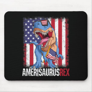 Alfombrilla De Ratón 4 De Julio Bandera Estadounidense Usa Dino Amerisa