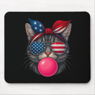 Alfombrilla De Ratón 4 De Julio Cat Bubblegum Patriotic Cat Sungles Ba