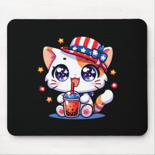Alfombrilla De Ratón 4 De Julio Chicas De Camisetas De Gato Niños Kawai