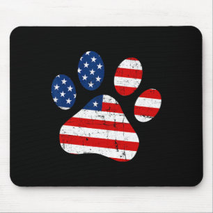 Alfombrilla De Ratón 4 De Julio Cute Dog Paw Infierno De La Bandera Est