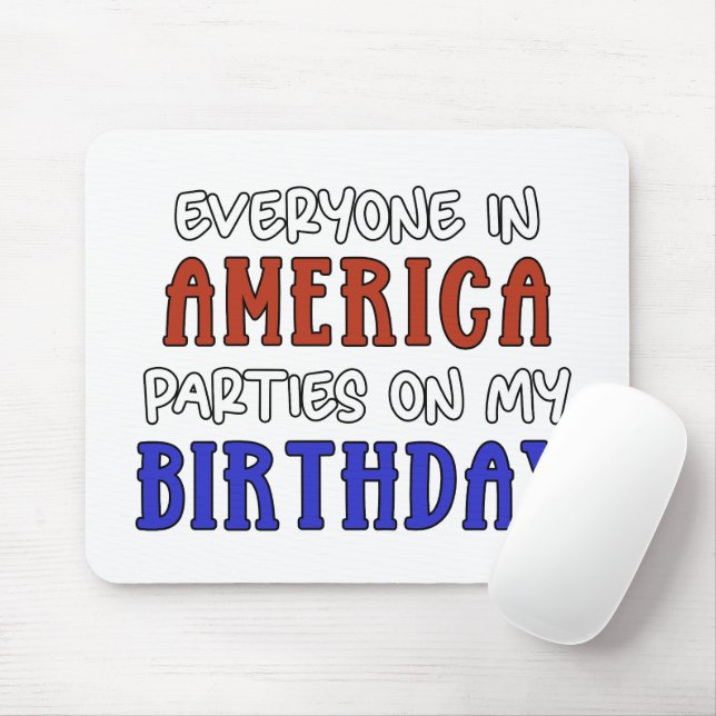 Alfombrilla De Ratón 4 de julio Divertido cumpleaños (Con ratón)