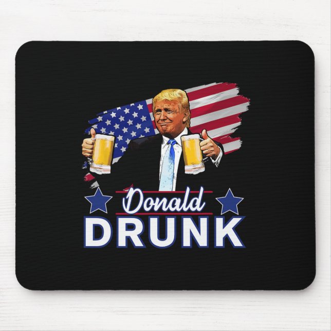 Alfombrilla De Ratón 4 De Julio Divertidos Presidentes Bebidos - Donald (Frente)