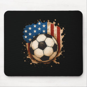 Alfombrilla De Ratón 4 De Julio Fútbol Patriótico Usa Bandera Americana