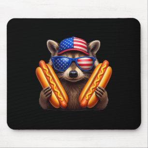 Alfombrilla De Ratón 4 De Julio Hotdog Funny Raccoon Patriótico Cute Uu