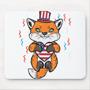 Alfombrilla De Ratón 4 De Julio La Bandera Americana Fox Corazón Niños 