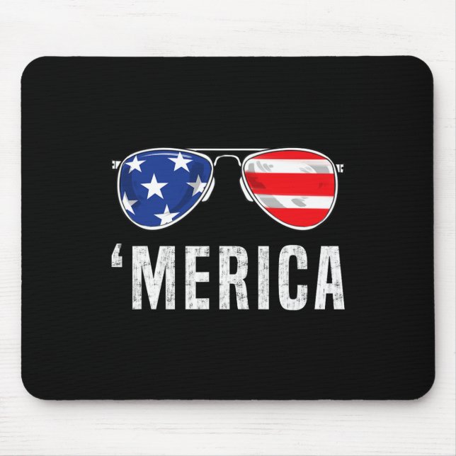 Alfombrilla De Ratón 4 De Julio Merica Bandera Estadounidense Gafas De  (Frente)