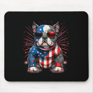 Alfombrilla De Ratón 4 De Julio Patriótico Estadounidense Bully Perro B