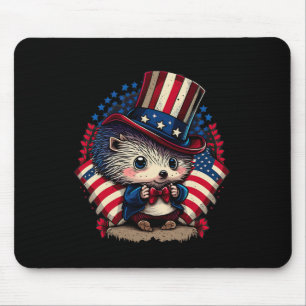 Alfombrilla De Ratón 4 De Julio Patriótico Hedgehog Bandera Estadounide
