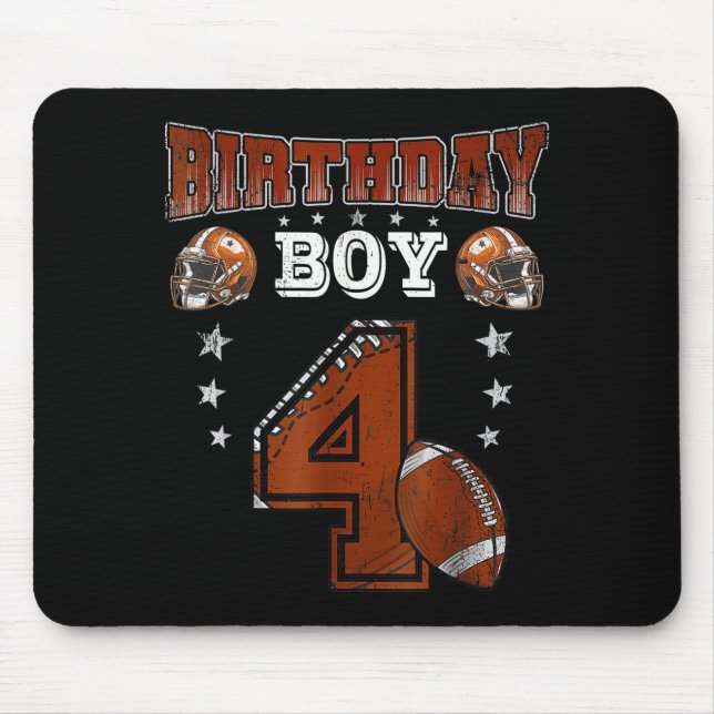 Alfombrilla De Ratón 4th Birthday Boy Football Lover Theme 4 Years Old  (Frente)