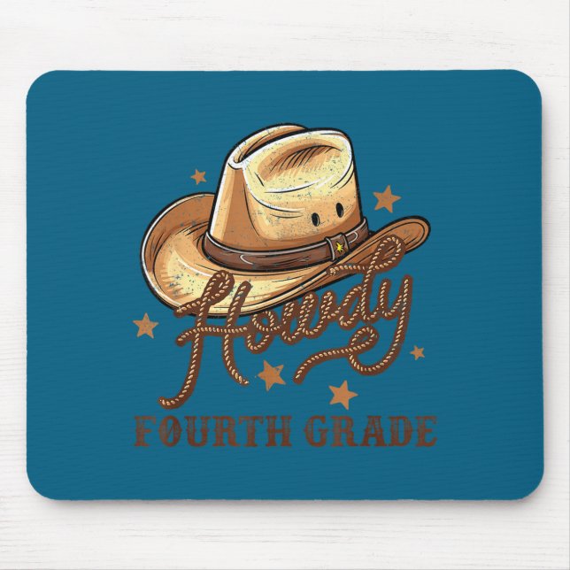Alfombrilla De Ratón 4th Grade Teacher Rodeo Country Western Howdy Four (Frente)