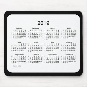 Alfombrilla De Ratón 52 calendario Mousepad blanco y negro de las