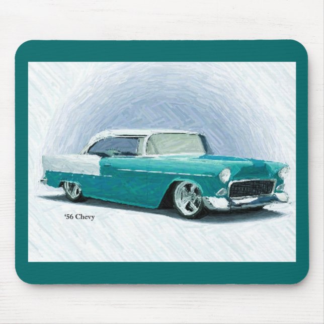 Alfombrilla De Ratón '56 Chevy - Mousepad de arte digital turquesa (Frente)