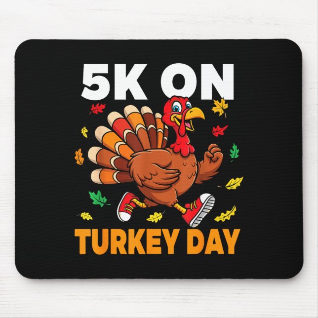 Alfombrilla De Ratón 5k On Turkey Day Funny Running Thanksgiving Turkey (Frente)