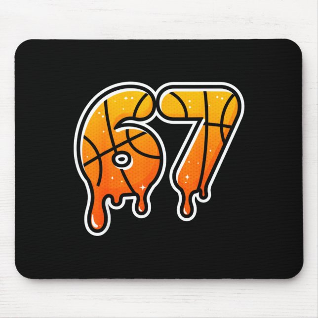 Alfombrilla De Ratón 67 Basketball Halftone Meme Gen Alpha Slang Drip S (Frente)