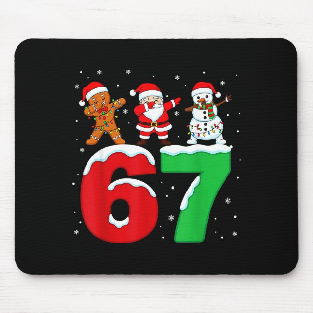 Alfombrilla De Ratón 67 Christmas Dabbing Santa Snowman Funny Six Seven (Frente)