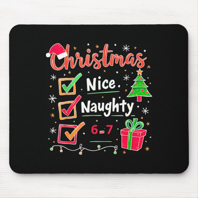 Alfombrilla De Ratón 67 Christmas Nice Naughty List Funny 6-7 Meme  (Frente)