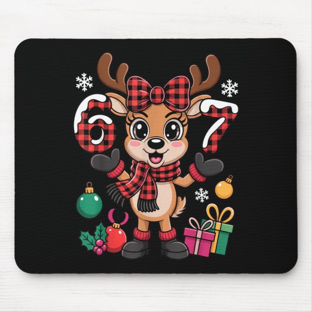 Alfombrilla De Ratón 67 Christmas Outfit Women Meme Reindeer Six Seven  (Frente)