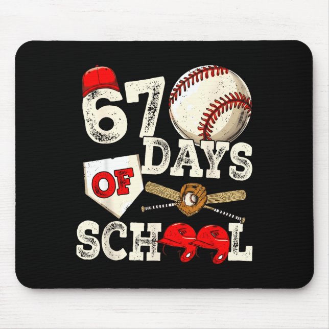 Alfombrilla De Ratón 67 Days Of School 67th Day Funny Baseball Meme Men (Frente)