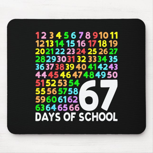 Alfombrilla De Ratón 67 Days Of School Teacher Kids Boy 67 Math Numbers (Frente)