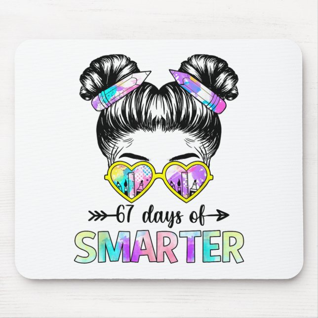 Alfombrilla De Ratón 67 Days Smarter Messy Bun Six Seven 67th Day Of Sc (Frente)